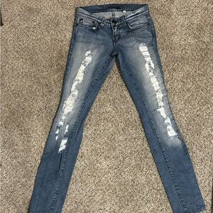 bebe Blue Distressed Skinny Jeans